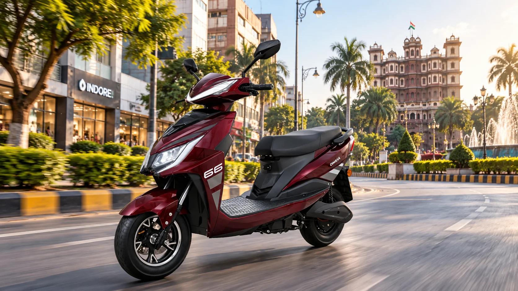 Omaha electric scooter on an Indore street